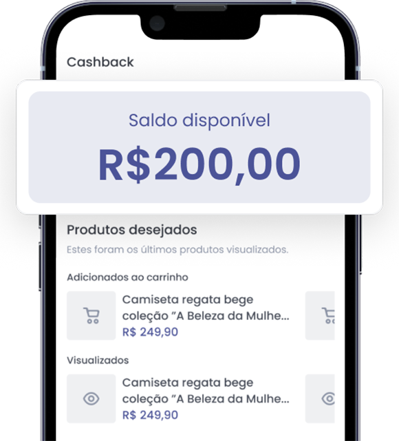 Ilustração da função de Informações de cashback do Dito Agenda
