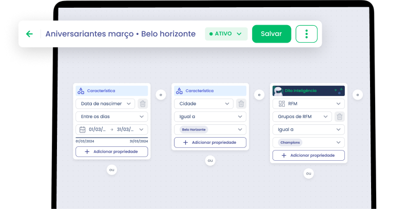 Segmento de Clientes da Customer Data Platform da Dito CRM