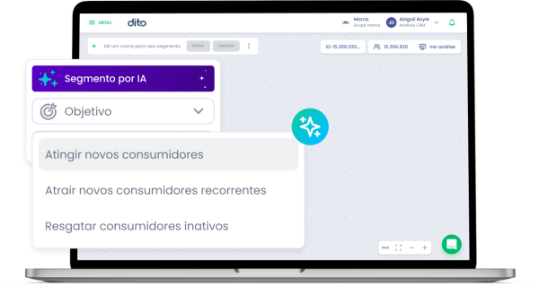 Notebook mostrando na tela o CRM com Inteligência Artificial da Dito CRM.